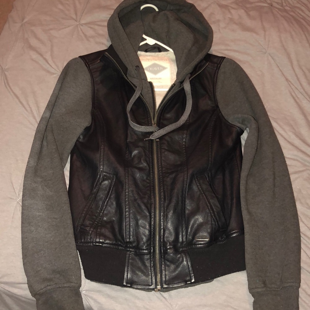 Dravus Leather Hood Jacket